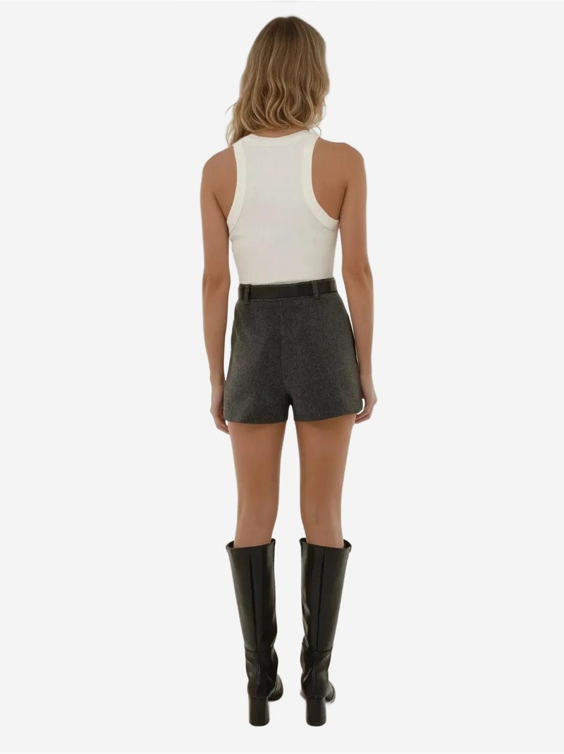 Minifalda pantalón de cintura alta Gris - Kiabi