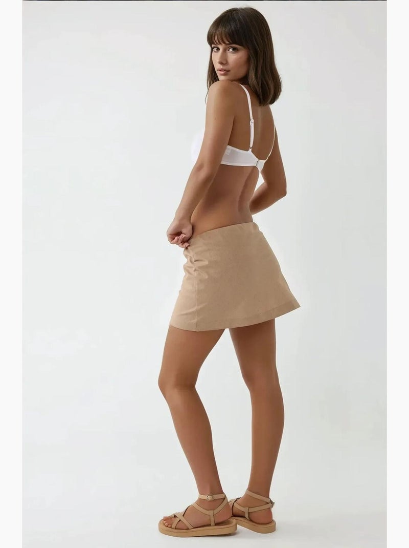 Minifalda pantalón de cintura baja hiccup Marrón - Kiabi