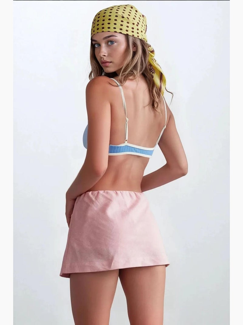 Minifalda pantalón de cintura baja hiccup Rosa claro - Kiabi