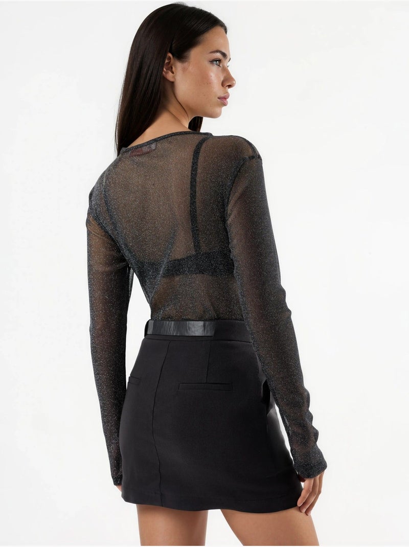 Minifalda pantalón de cintura media con cierre de cremallera hiccup Negro - Kiabi