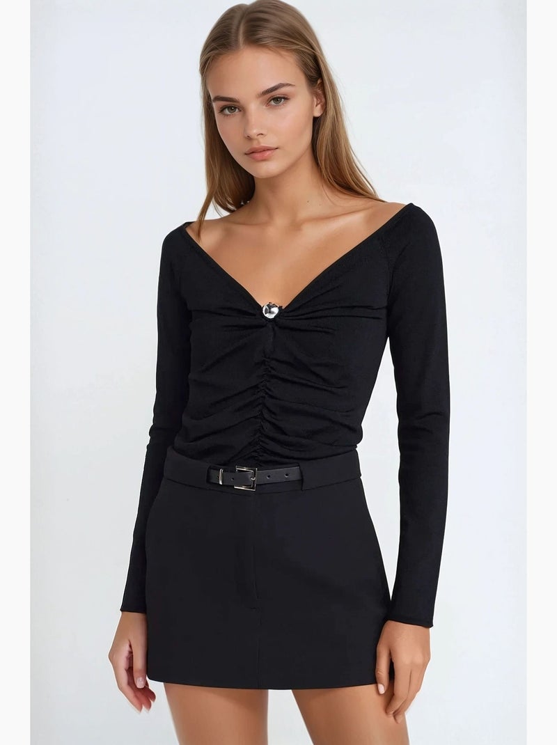 Minifalda pantalón recta hiccup Negro - Kiabi