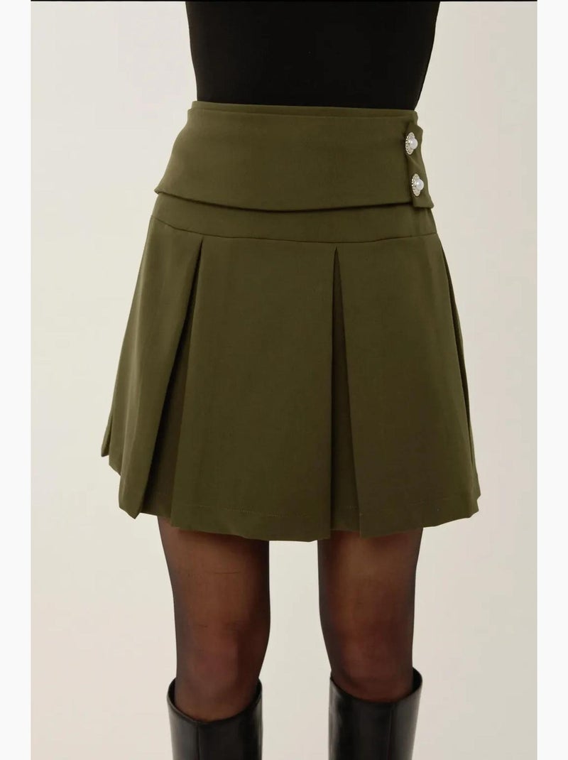 Minifalda plisada con detalle de perlas hiccup Verde - Kiabi