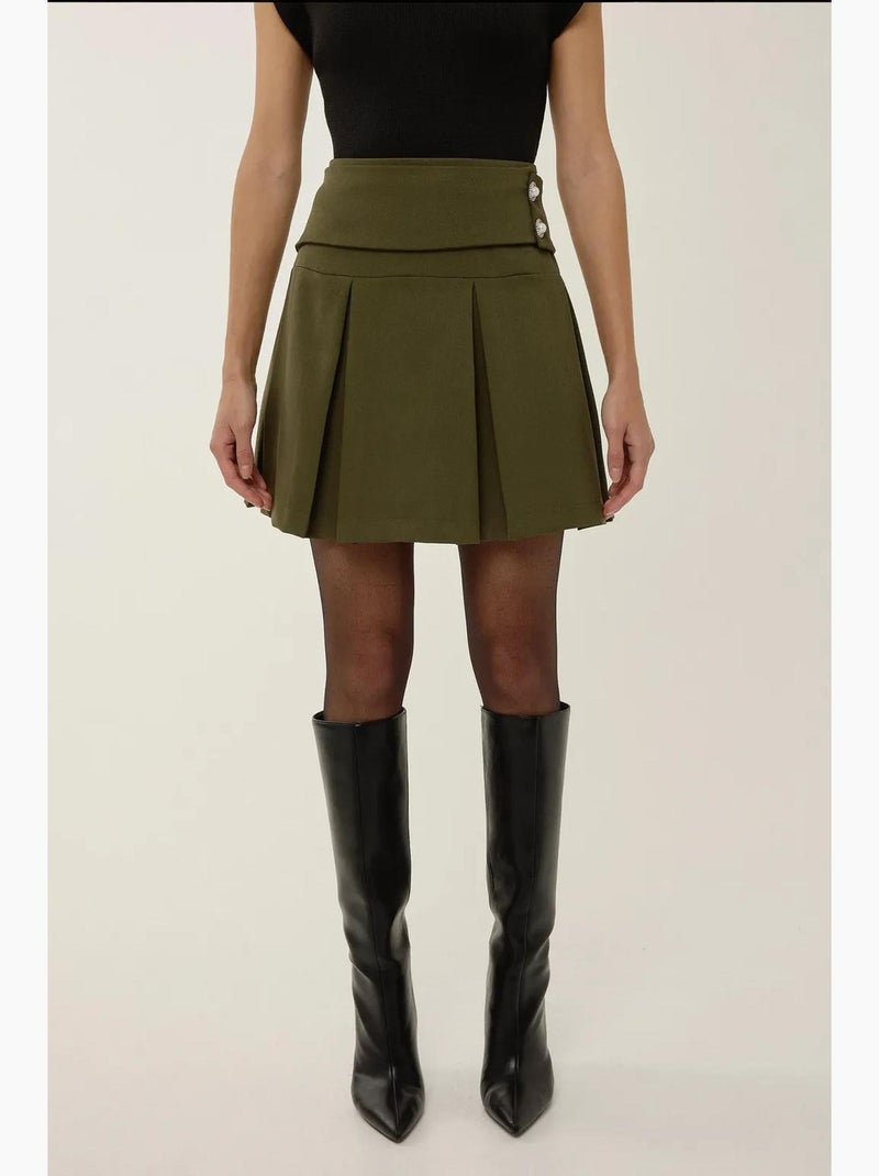 Minifalda plisada con detalle de perlas hiccup Verde - Kiabi