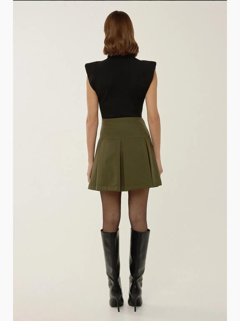 Minifalda plisada con detalle de perlas hiccup Verde - Kiabi