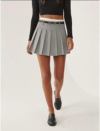 Minifalda plisada de cintura doble