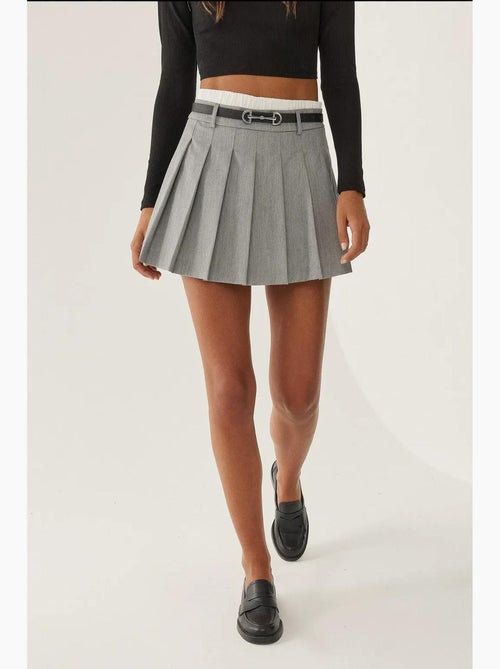 Minifalda plisada de cintura doble hiccup - Kiabi Minifalda plisada de cintura doble hiccup - Kiabi