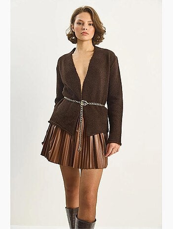 Minifalda plisada de cuero lucci