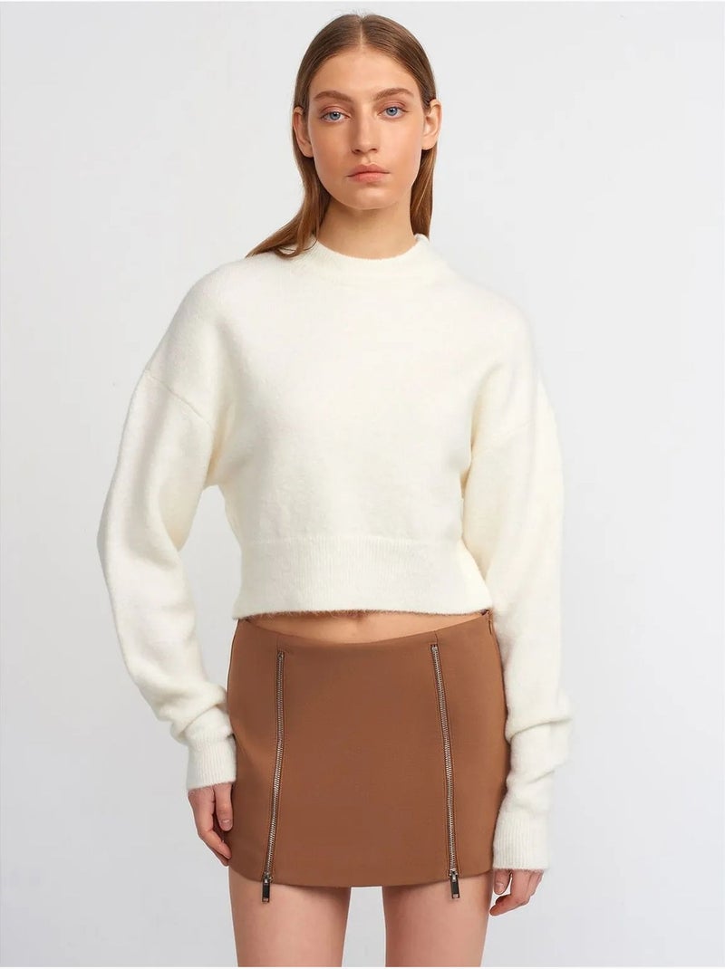 Minifalda recta con cremallera Camel - Kiabi