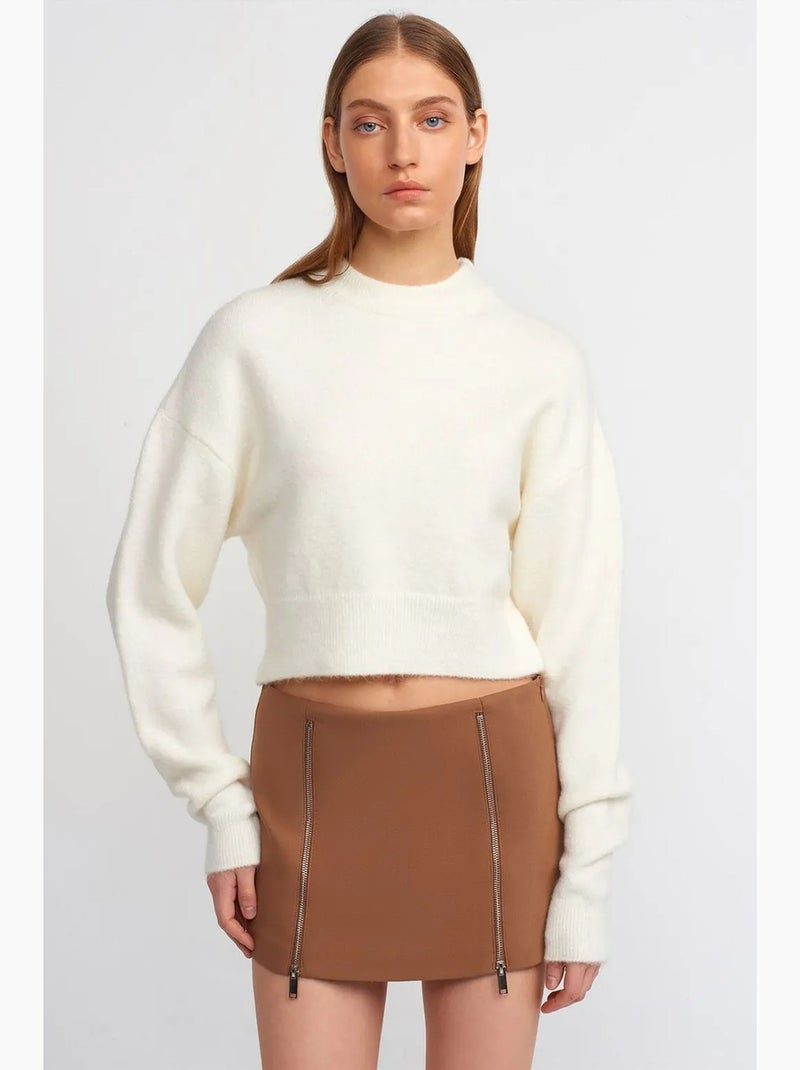 Minifalda recta con cremallera dilvin Camel - Kiabi