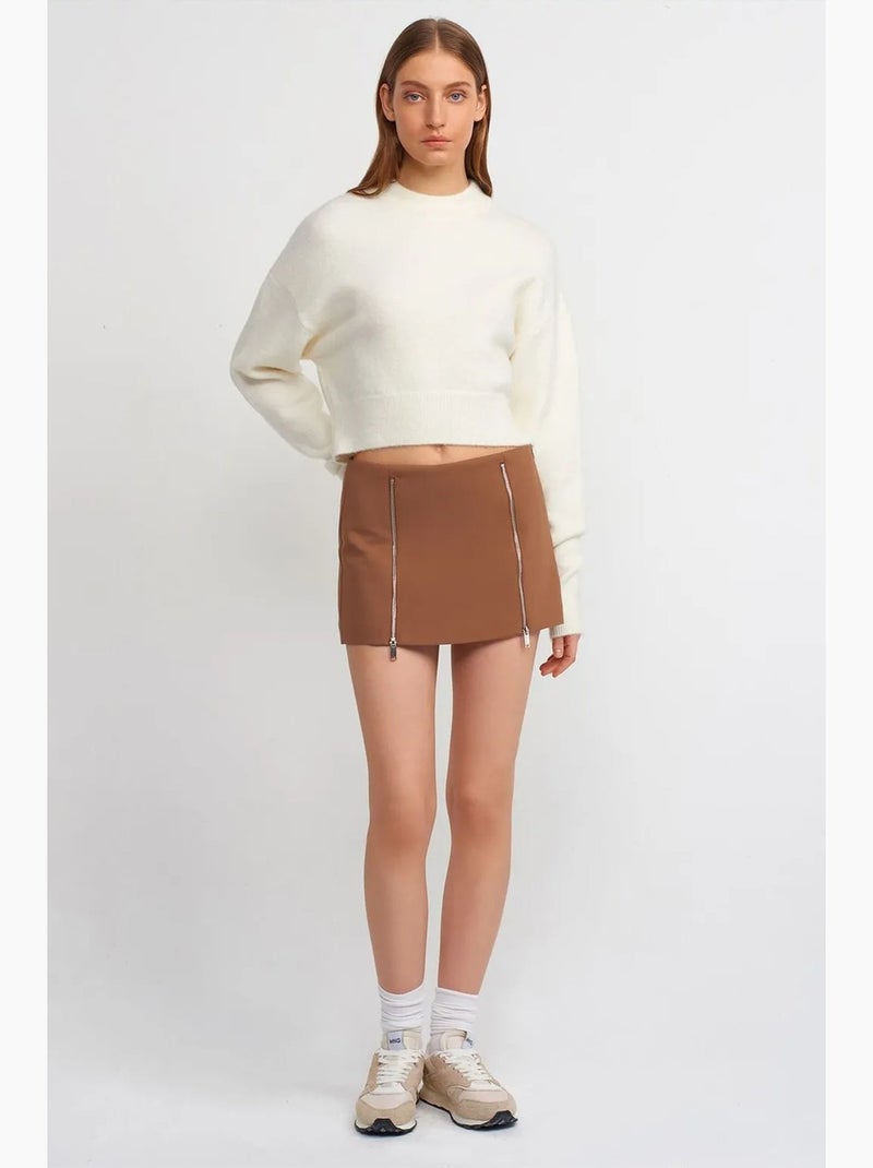 Minifalda recta con cremallera dilvin Camel - Kiabi