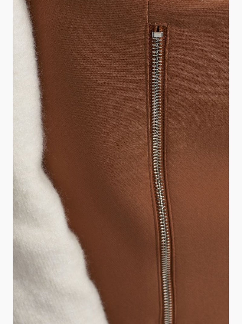 Minifalda recta con cremallera dilvin Camel - Kiabi