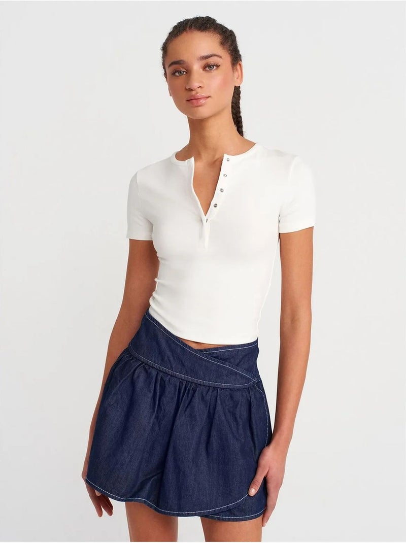 Minifalda skater vaquera de tiro alto dilvin Azul ultramar - Kiabi