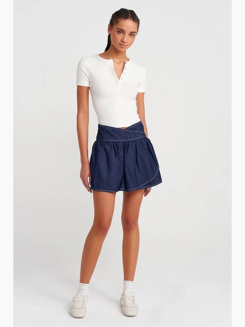 Minifalda skater vaquera de tiro alto dilvin Azul ultramar - Kiabi