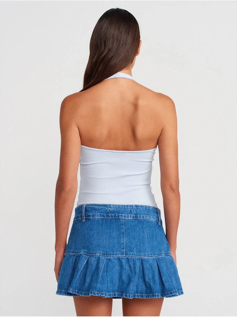 Minifalda skater vaquera de tiro medio dilvin Azul zafiro - Kiabi