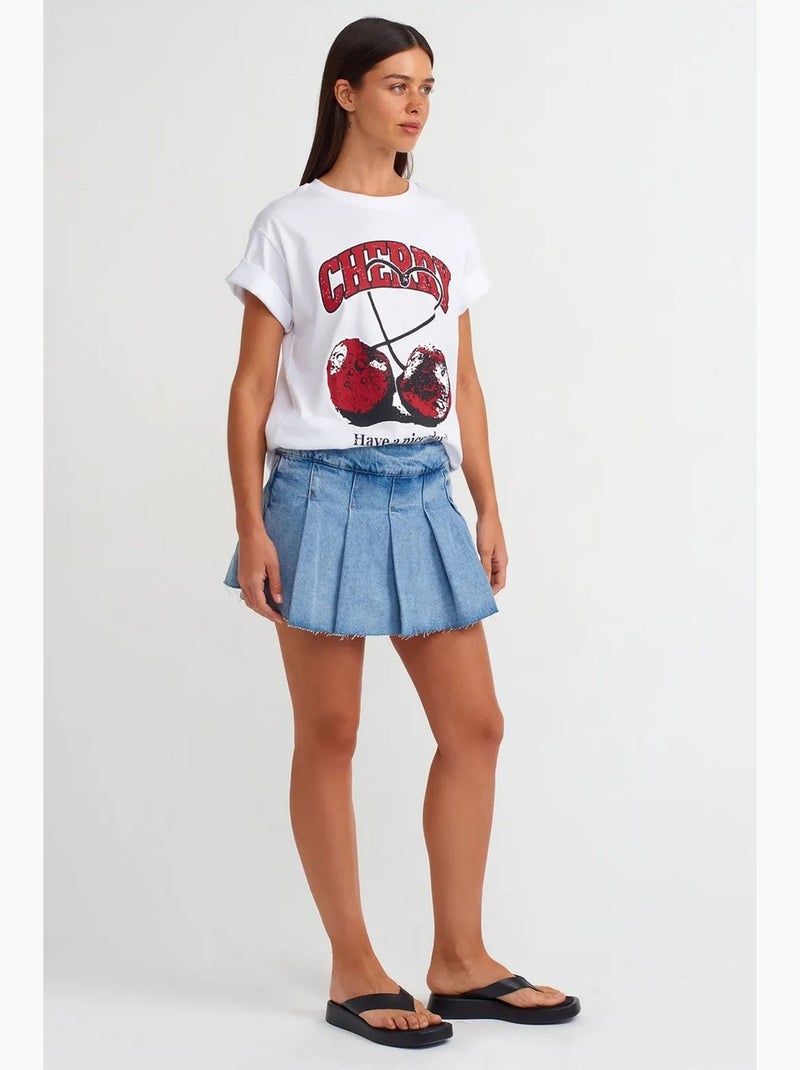 Minifalda skater vaquera de tiro medio dilvin Azul zafiro - Kiabi