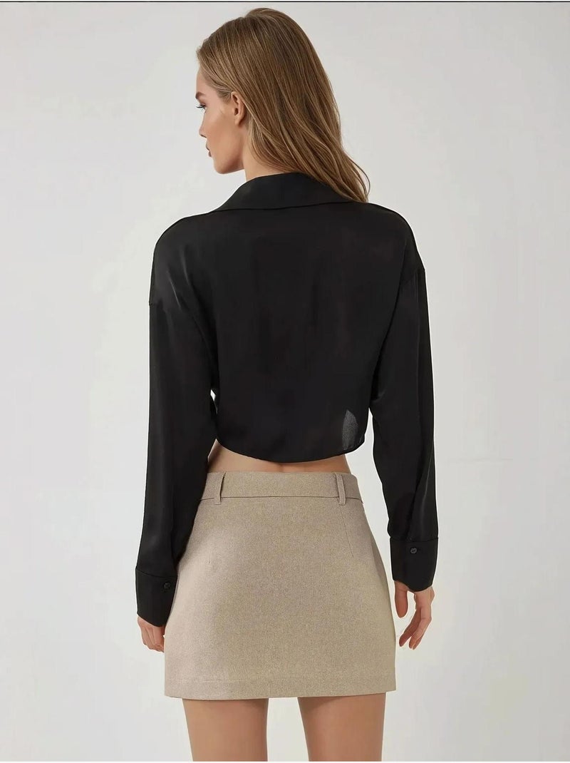 Minifalda tejida Beige - Kiabi