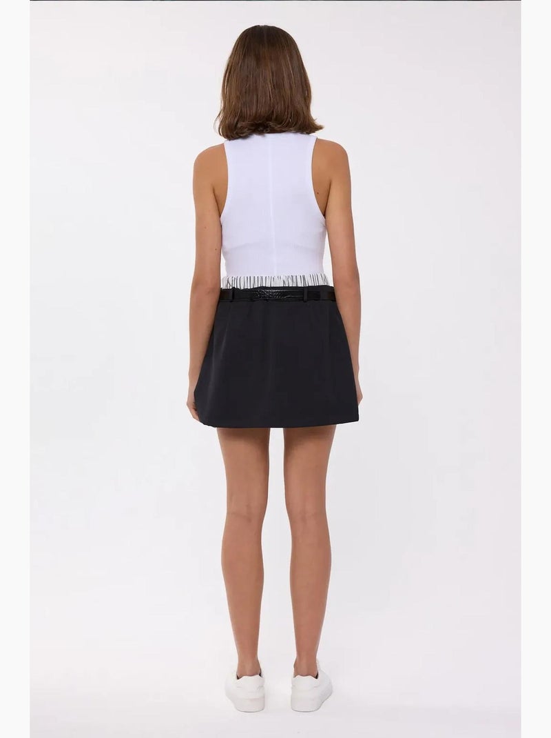 Minifalda tejida con detalle de cinturón hiccup Negro - Kiabi
