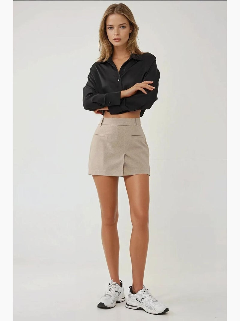 Minifalda tejida hiccup Beige arcilla - Kiabi