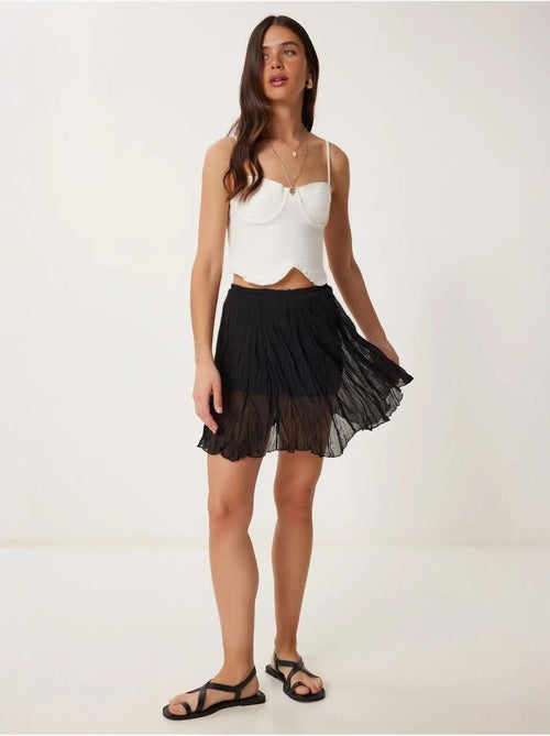 Minifalda texturizada con cintura elástica istanbul - Kiabi Minifalda texturizada con cintura elástica istanbul - Kiabi