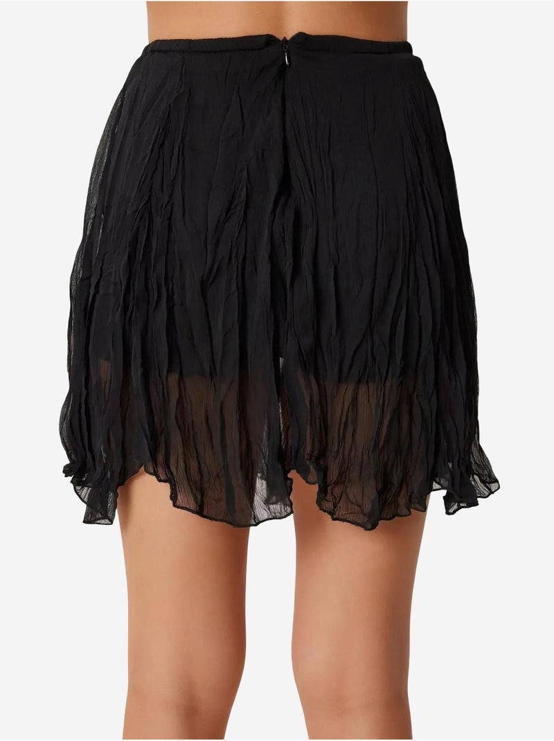 Minifalda texturizada con cintura elástica istanbul Negro - Kiabi