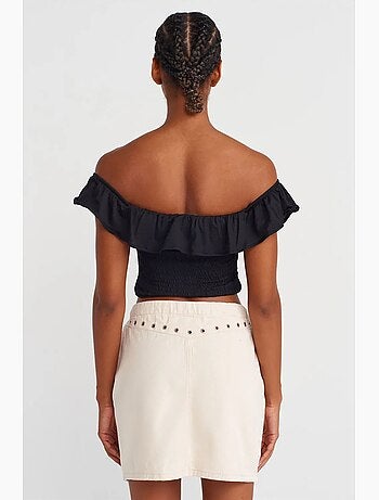 Minifalda vaquera de algodón para mujer con cintura de lazada dilvin