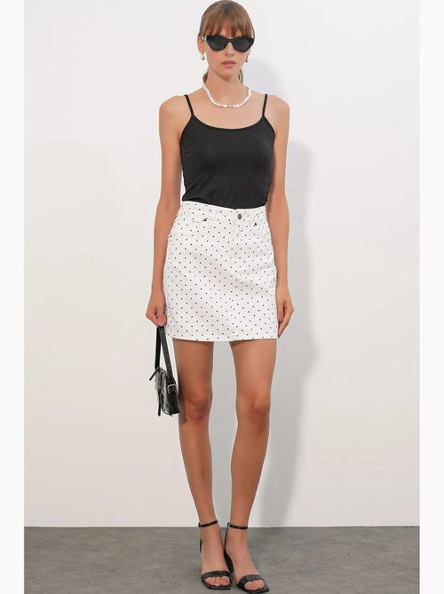 Minifalda vaquera de lunares de cintura alta bdart - Kiabi Minifalda vaquera de lunares de cintura alta bdart - Kiabi