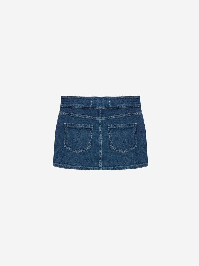 Minifalda vaquera recta de tiro alto dilvin Azul zafiro - Kiabi