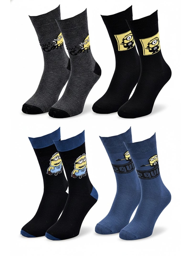 MINIONS - Calcetines Hombre Licencia Pack de 4 Gris azul negro - Kiabi