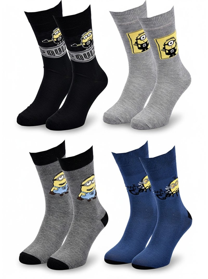 MINIONS - Calcetines Hombre Licencia Pack de 4 Negro Azul Gris - Kiabi