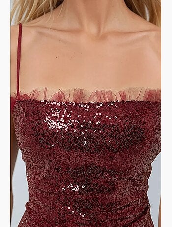 Minivestido ajustado con lentejuelas y cuello cuadrado hiccup