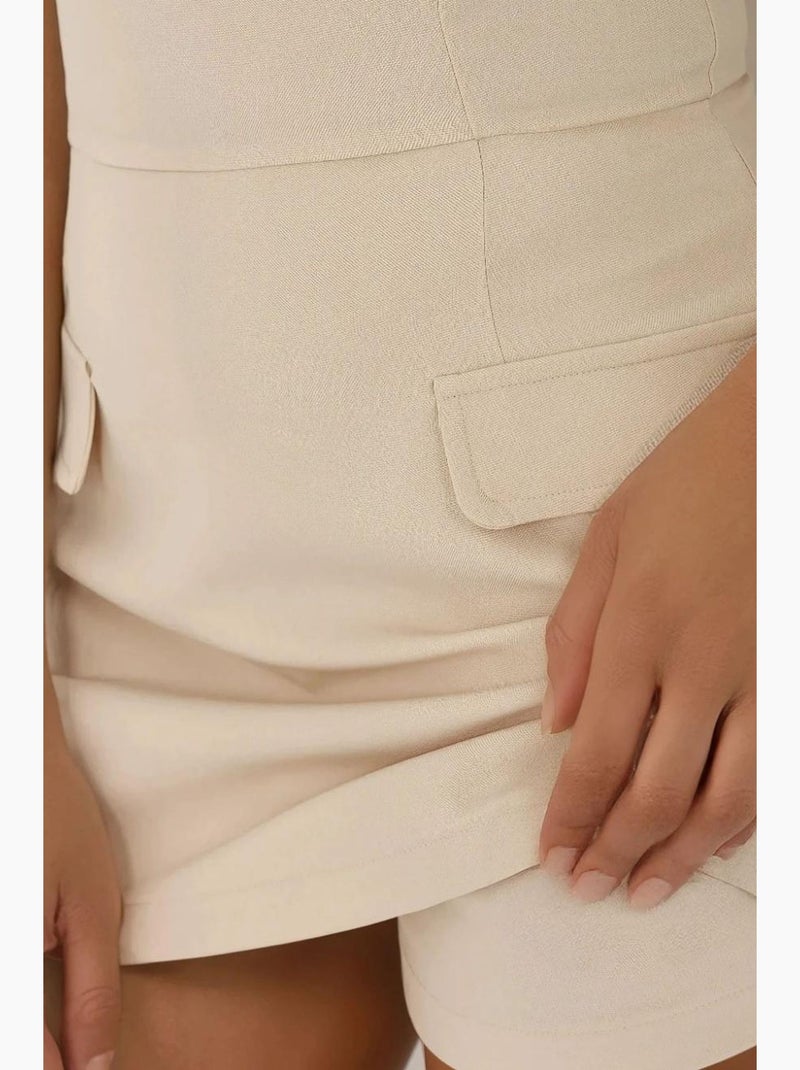 Minivestido ajustado con pantalones cortos hiccup Beige - Kiabi