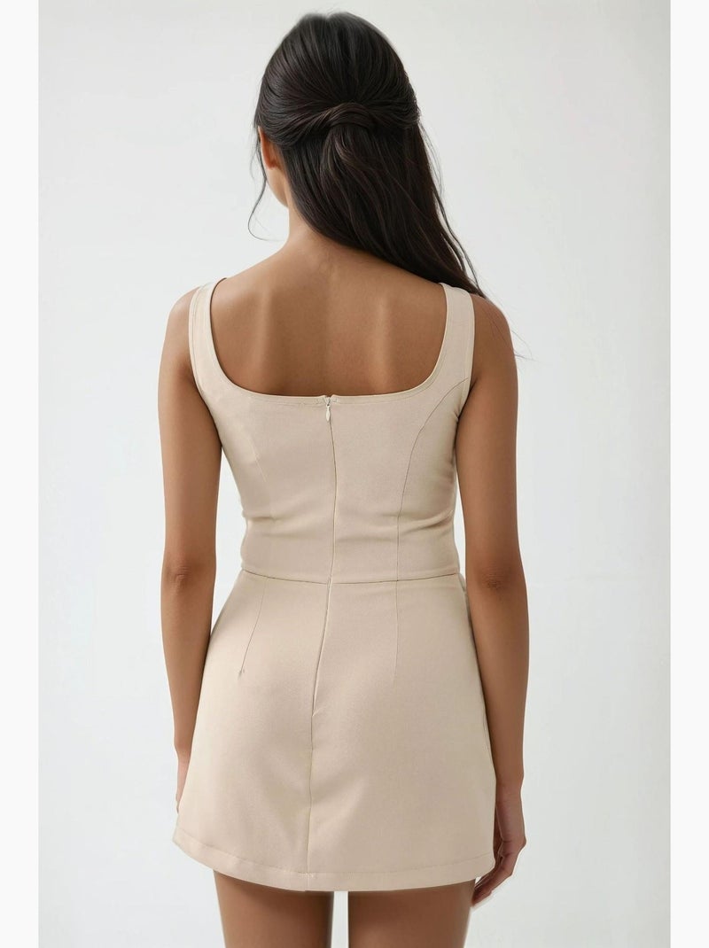 Minivestido ajustado con pantalones cortos hiccup Beige - Kiabi