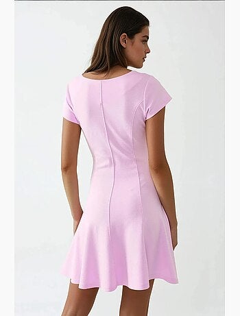 Minivestido básico suave con cuello redondo elástico hiccup