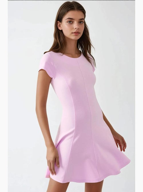 Minivestido básico suave con cuello redondo elástico hiccup - Kiabi