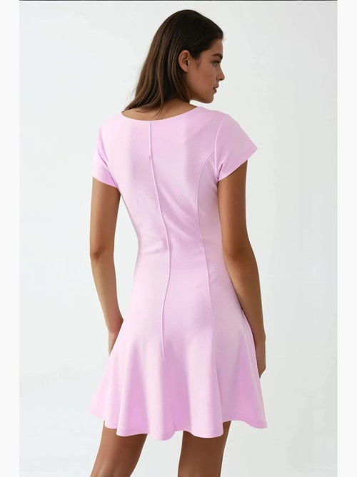 Minivestido básico suave con cuello redondo elástico hiccup - Kiabi