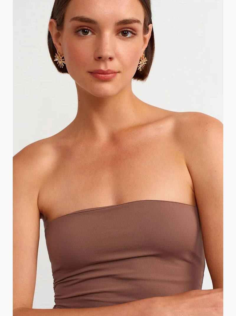Minivestido bodycon sin tirantes dilvin Taupe - Kiabi