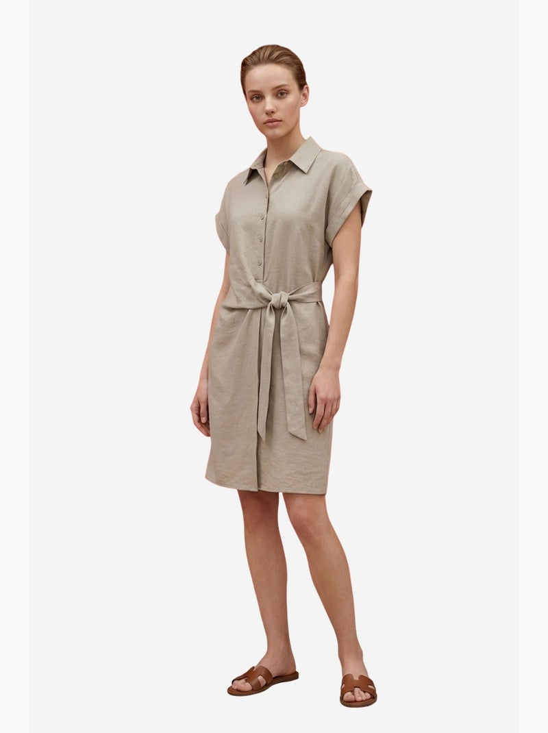 Minivestido camisero de popelín de algodón my fashion Beige arcilla - Kiabi