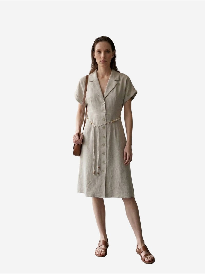 Minivestido camisero de popelín de algodón my fashion Beige natural - Kiabi