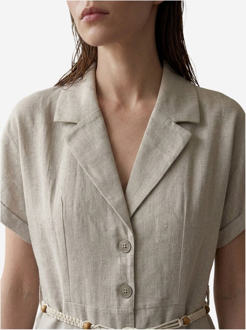 Minivestido camisero de popelín de algodón my fashion Beige natural - Kiabi