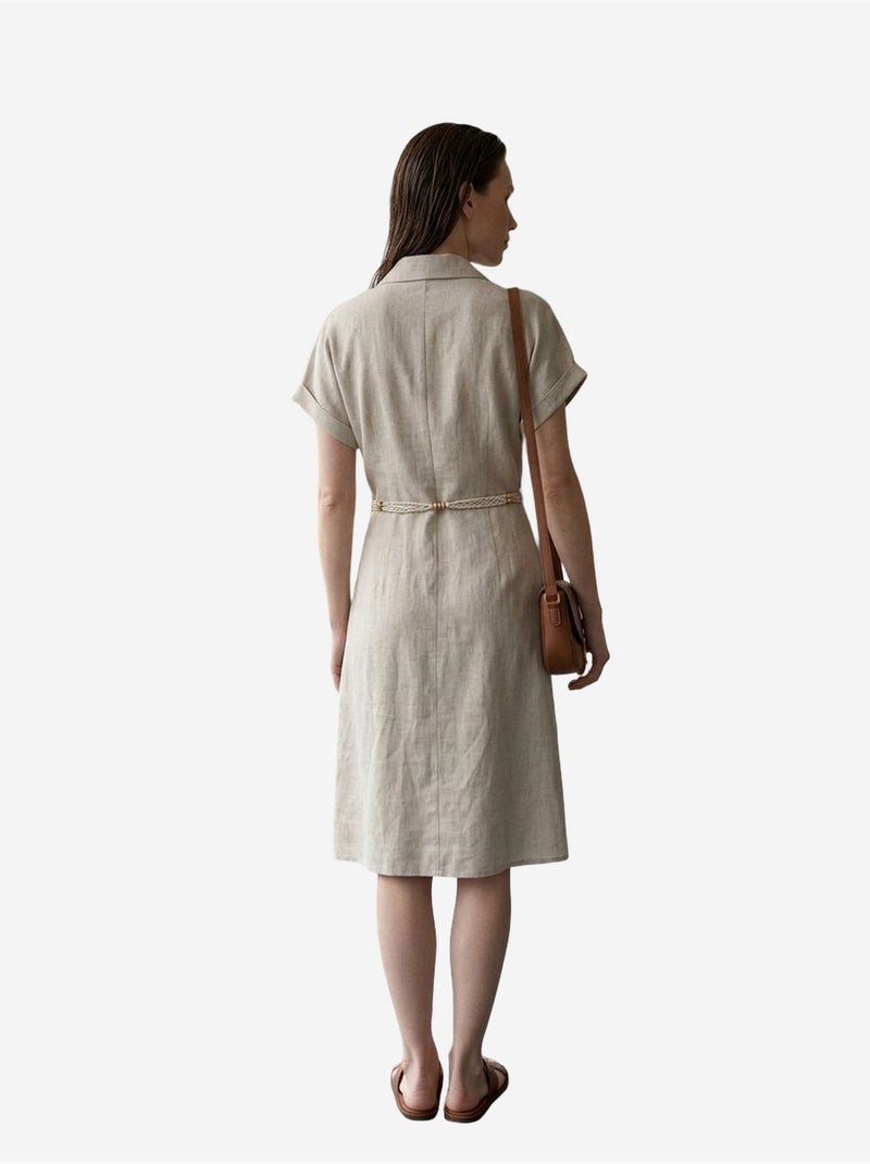 Minivestido camisero de popelín de algodón my fashion Beige natural - Kiabi