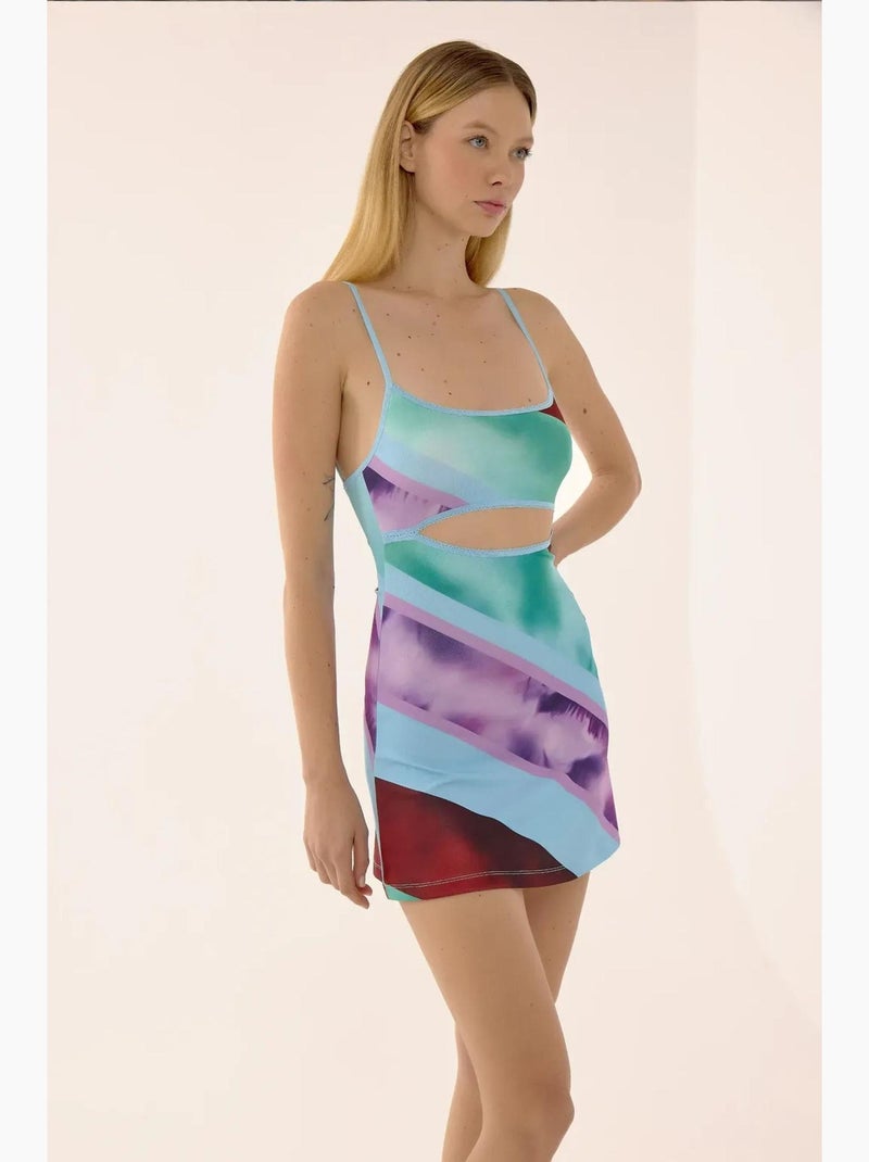 Minivestido colorido con detalles recortados hiccup Azul cielo - Kiabi