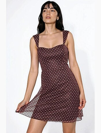 Minivestido con cuello en forma de corazón y estampado de lunares. Hiccup