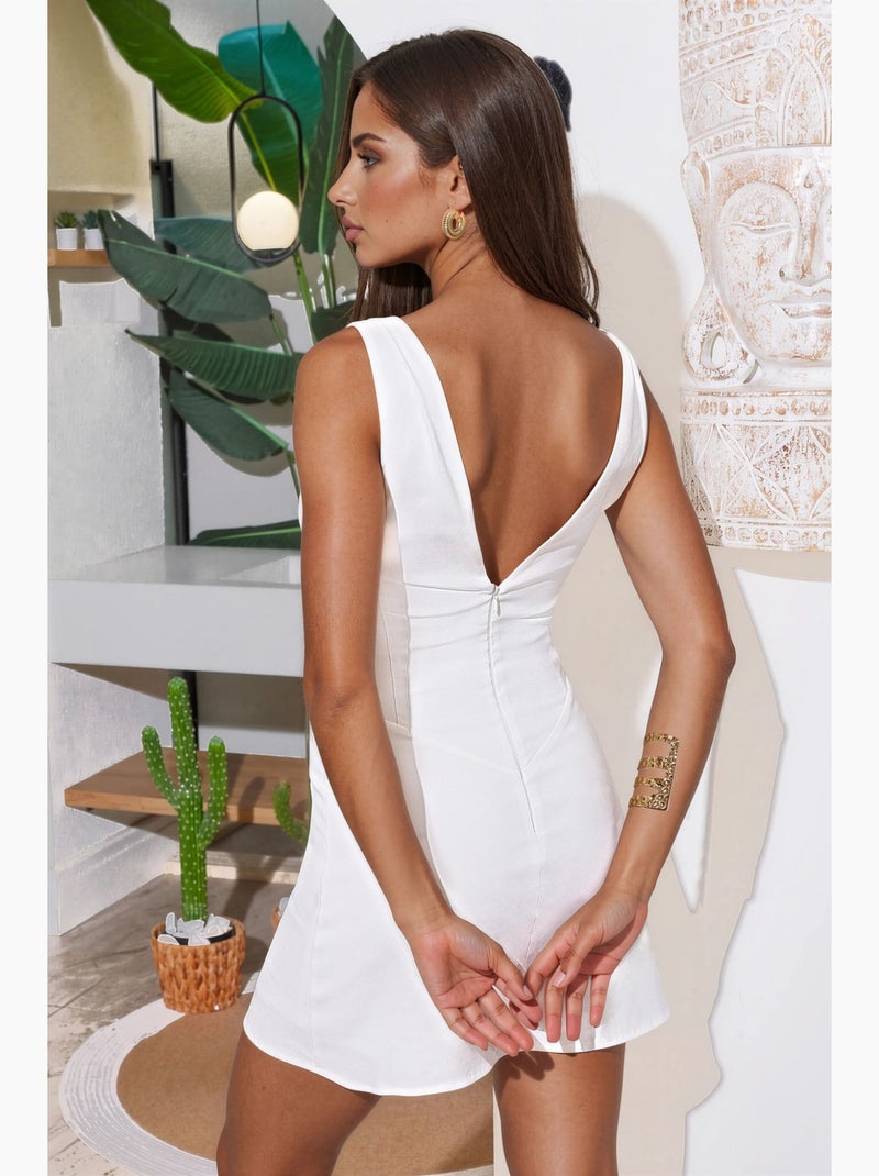 Minivestido con cuello en v hiccup Blanco roto - Kiabi