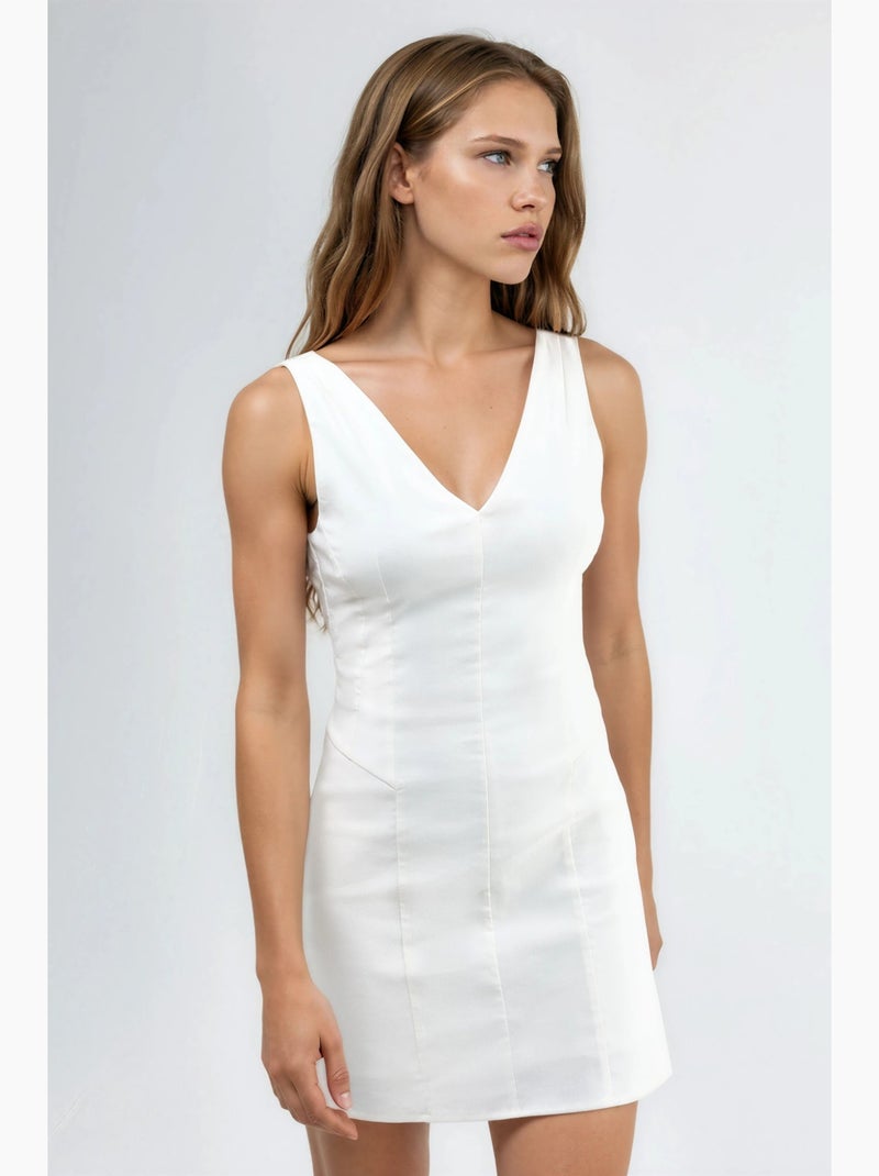 Minivestido con cuello en v hiccup Blanco roto - Kiabi