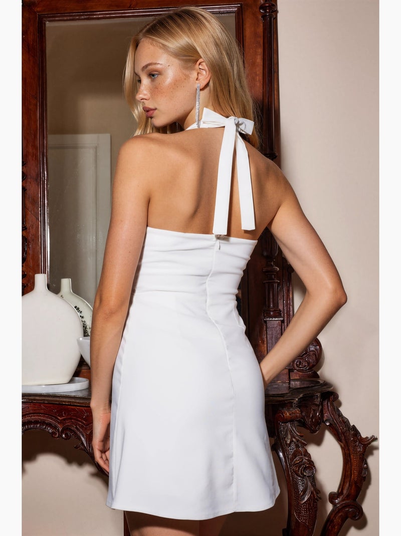 Minivestido con cuello halter hiccup Blanco roto - Kiabi