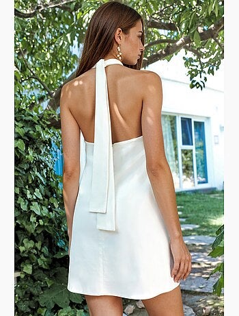 Minivestido con cuello halter y cierre de botones hiccup