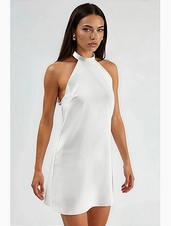 Minivestido con cuello halter y cierre de botones hiccup