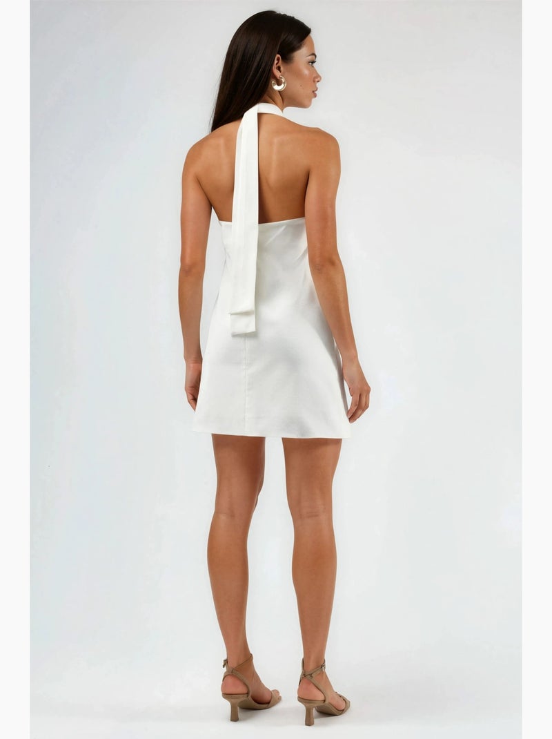 Minivestido con cuello halter y cierre de botones hiccup Blanco - Kiabi