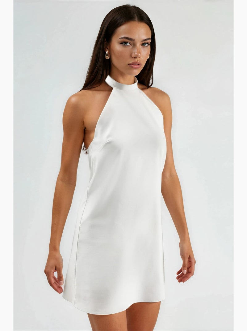 Minivestido con cuello halter y cierre de botones hiccup Blanco - Kiabi