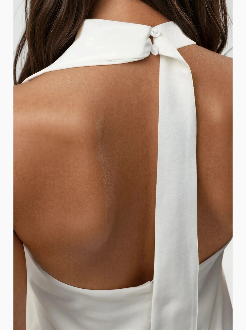 Minivestido con cuello halter y cierre de botones hiccup Blanco - Kiabi